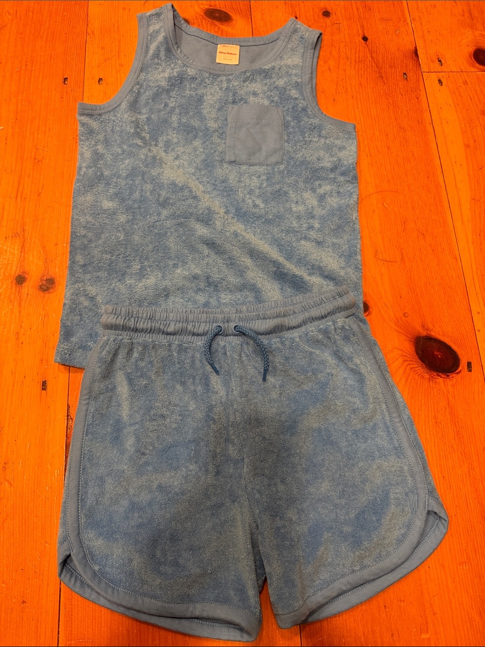 Hanna Andersson Blue Terry Tank and Shorts Unisex Set size: 6/7